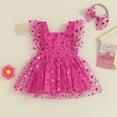 thumbnail image 2 of Gupgi Nouveau-Né Bébé Fille Coeur Robe Romper 0-18M Princesse Sans Manches Tulle Combinaison Bandeau, 2 of 8