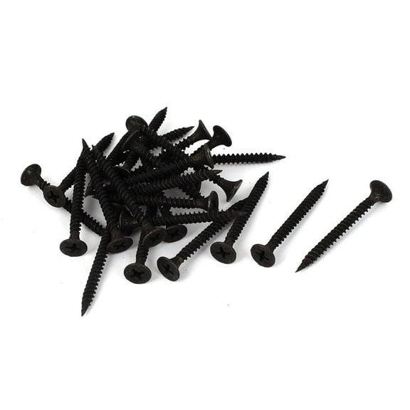 M3.5x40mm Zinc Plated  Flat Head Self Tapping Screws Black 25pcs