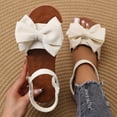 thumbnail image 5 of Pandaie Flat Sandals for Women Open Toe Bowknot Summer Beach Shoes Ankle Strap Comfortable Orthopedic Cork Footbed Slides White 6, 5 of 9