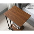 thumbnail image 3 of JJS Side End C Table for Sofa, Living Room Couch Table Snack Table That Slide Under for Small Spaces, Walnut/Black, 3 of 7