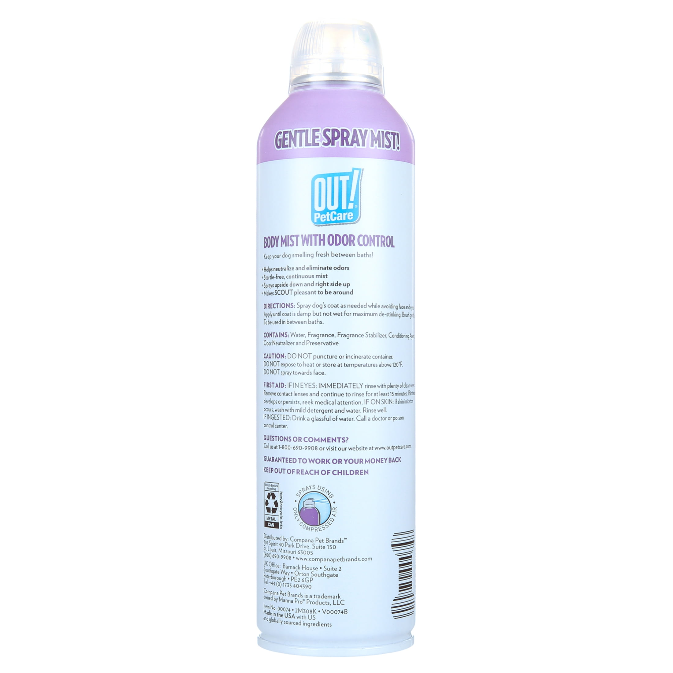 OUT! Petcare Body Mist for Dogs- Lavender 6.3oz