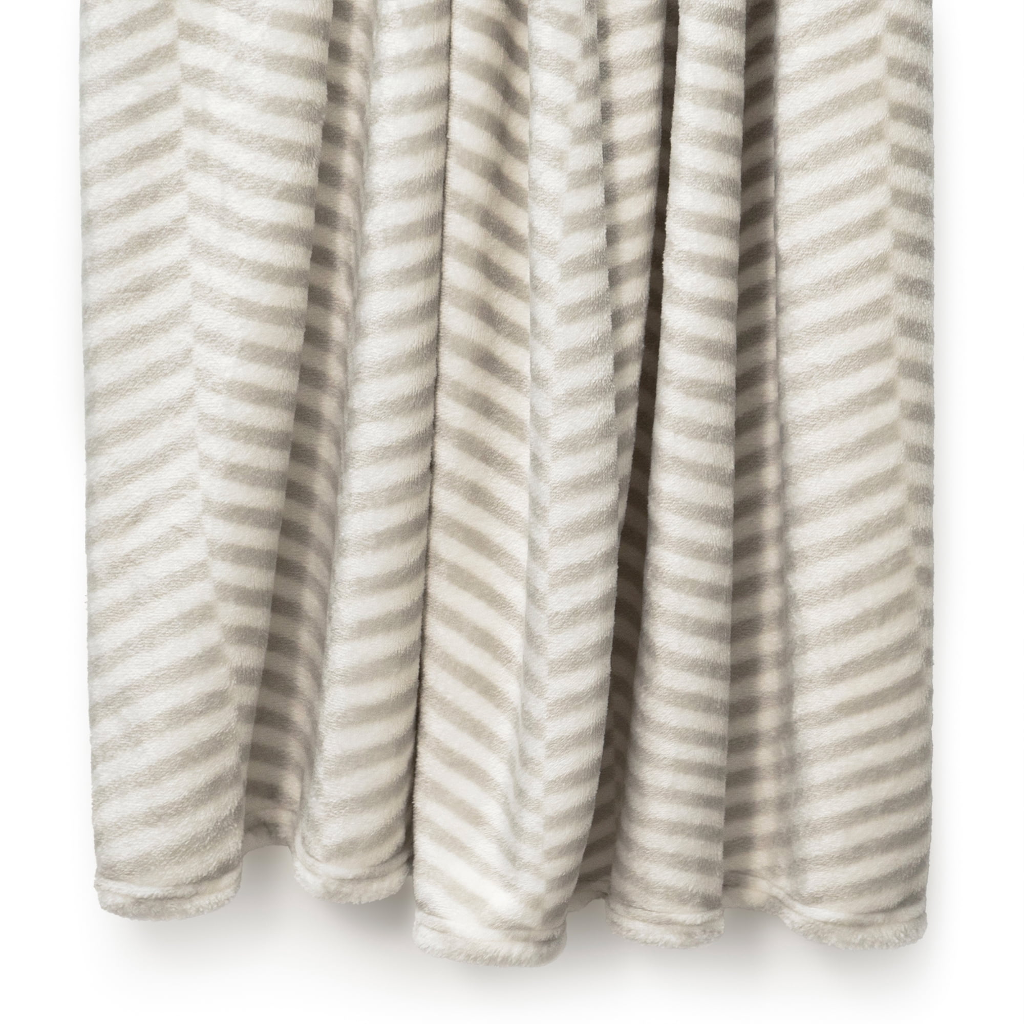 Americanflat 50x60 Fleece Throw Blanket - Classic Herringbone Pattern Design - Soft Throw For Couch And Bed - Cozy Comfort For Any Room - White
