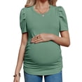 thumbnail image 4 of Short Sleeve Women's Maternity Shirt Casual Puff Sleeve Knit Tops, 4 of 6
