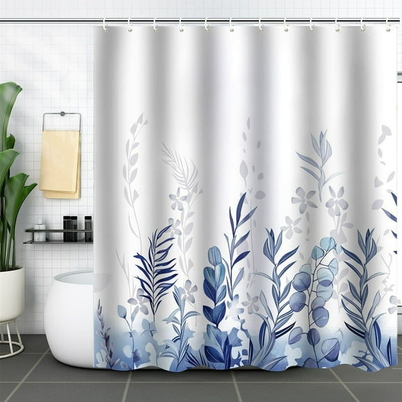 Cortina de ducha con ganchos | Separador de baño de tela de poliéster impermeable | Diseño con estampado digital para decoración del hogar | Instalación sin perforaciones | Incluye 12 ganchos