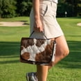 thumbnail image 4 of COEQINE Quilted Golf Cart Seat Cover, Folds Like a Bag with Handle for Easy Carry, Universal Fit 51.2"x30.3" for EZGO Yamaha Club Car 2-Seaters, 4 Pockets, Brown Cow Print, 4 of 8