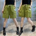 thumbnail image 1 of Vedolay High Waisted Shorts for Women Short for Womens 2023 High Rise Elastic Waist Shorts Casual Ruffle Paper Bag Work Shorts,Green XXL, 1 of 3