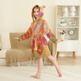 thumbnail image 4 of FORMRS Kids Bathrobe Unisex Hooded Robe Toddler Pajamas Sleepwear, Size 4-6T, Orange Abstract Floral, 4 of 7