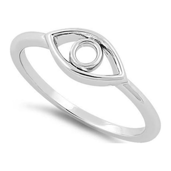 925 Sterling Silver Platinum Plated Evil Eye Valentines Day Gifts Ring