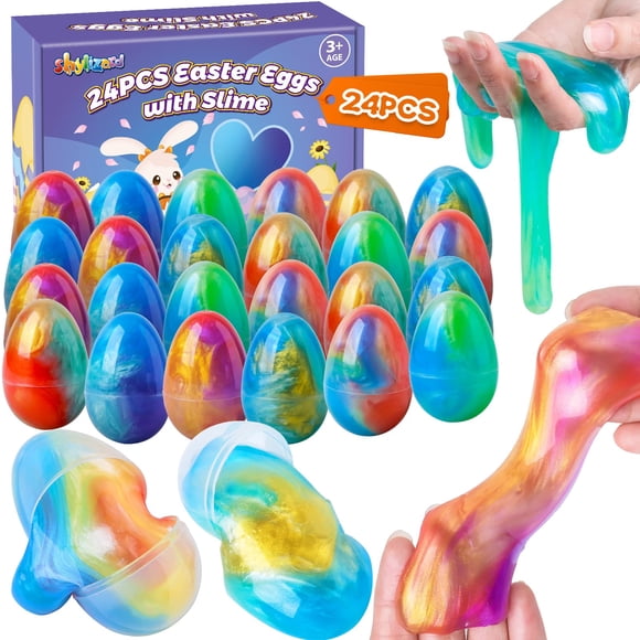Huevos de Pascua prerellenos con Slime ShyLizard para niños, 24 unidades