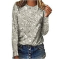 thumbnail image 1 of HKEJIAOI T-Shirts à Manches Longues en Polyester pour Femmes Imprimé Graphique Blouses Habillées Tops Décontractés Manches Longues Col Rond, 1 of 5