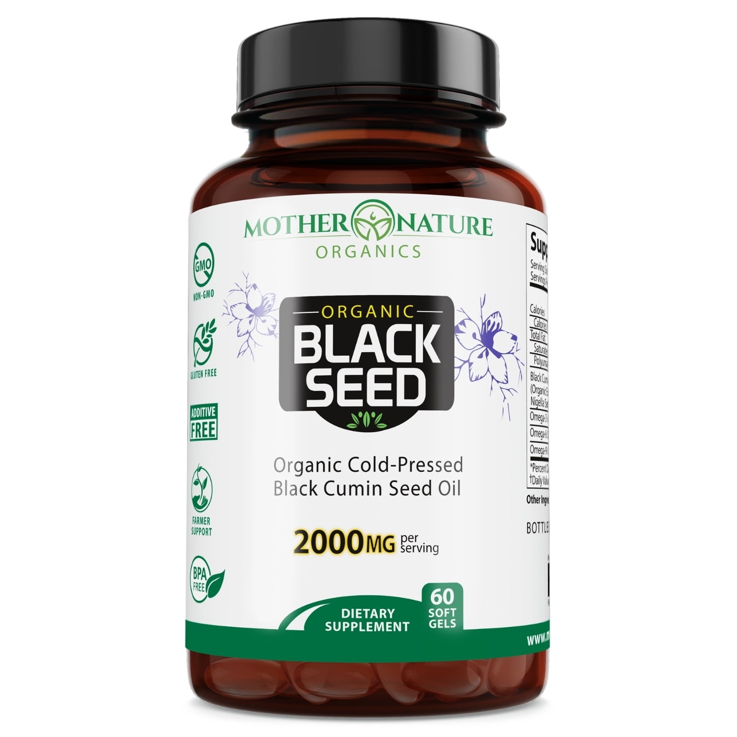 Mother Nature Organics, Black Seed Oil Capsules, 2000mg, 60ct