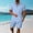 Sky Blue, variant on WWV Short Set for Men Lapel Short Sleeve Button Shirt Mid Waist Shorts Outfits Solid Color Casual Loose Fit Holiday Leisure Suit Beige L