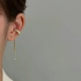thumbnail image 3 of TIHLMK Gold Earring for Women No Ear Holes Micro-Set Zircon Chain Long Stick Ear Clip Earrings, 3 of 4
