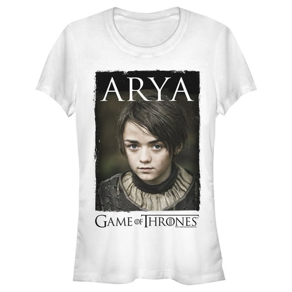 Junior's Game of Thrones Arya Portrait Graphic Tee White Large