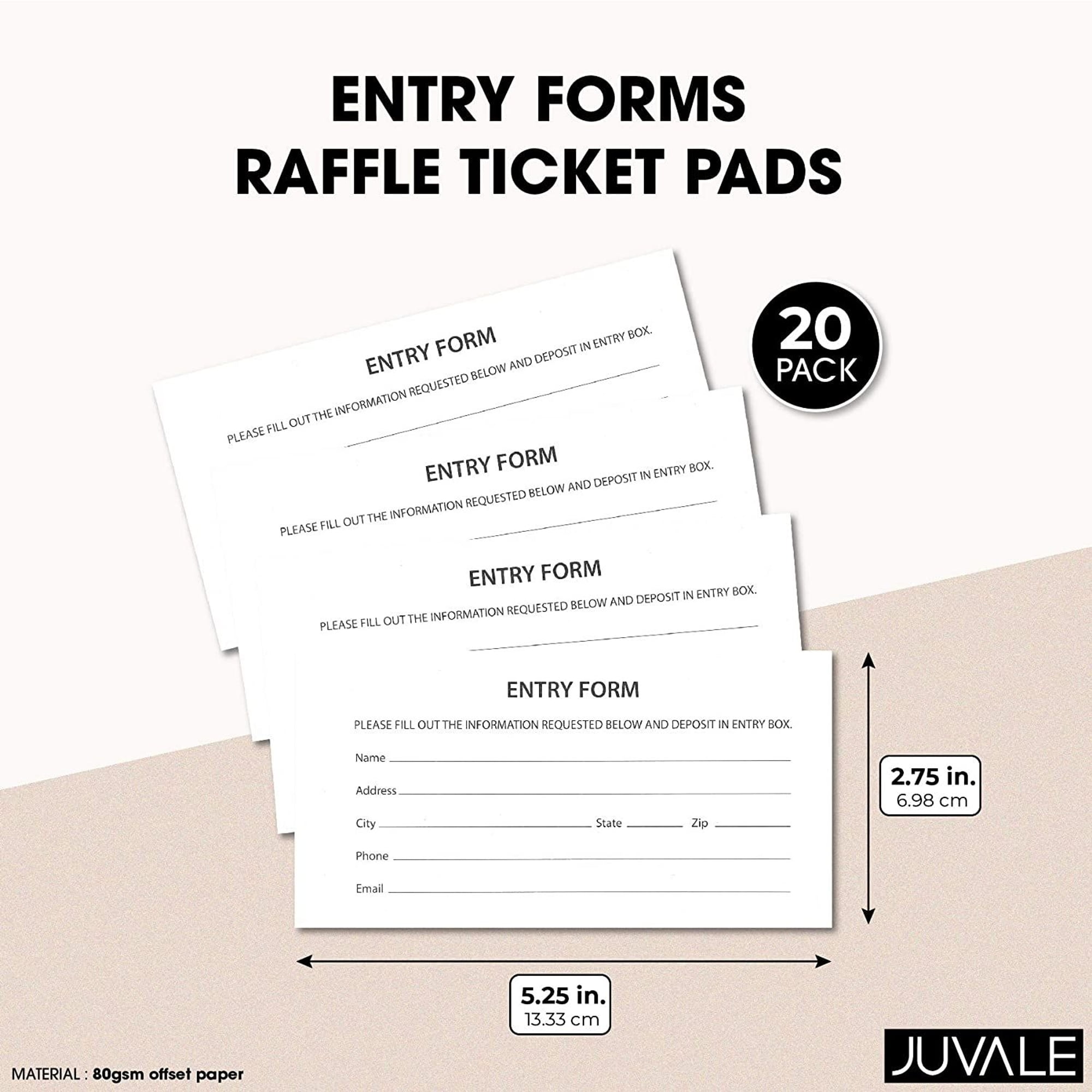 2000 Raffle Ticket Sheets, Blank Entry Forms for Contests, School Events  (White, 20 Pads) - Walmart.com