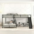 thumbnail image 3 of L-Shaped Twin over Full Bunk Bed with Twin Size Loft Bed,Built-in Desk and Slide,Black, 3 of 5