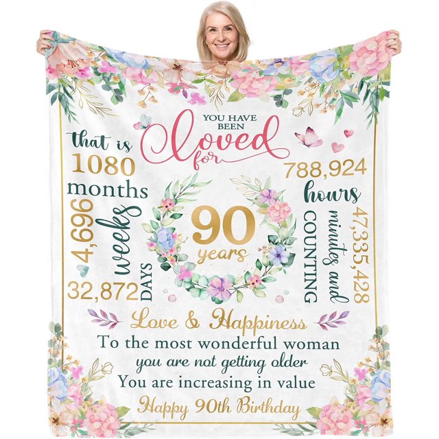 LHSHID 100th Birthday Gifts for Women 100th Birthday Decorations Gifts for 100th Birthday Happy 100th Birthday Gifts Best 100th Birthday Gift Ideas 100 Year Old Gifts for Mom Grandma Blanket 50x60in