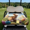 thumbnail image 2 of COEQINE Easy-Carry Golf Cart Seat Cover, Foldable Design with Handle for Storage, Universal Size Quilted Polyester, 4 Front Pockets, Machine Washable, Easter Rabbit Egg Lawn, 2 of 8