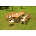 thumbnail image 5 of Grade-A Teak Dining Set: 10 Seater 11 Pc: 94" Mas Oval Trestle Leg Table And 10 Wave Stacking Arm Chairs Outdoor Patio WholesaleTeak #51WV2311, 5 of 6