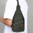 thumbnail image 5 of ROLKFUK Mens Waterproof Crossbody Sling Bag, Lightweight Nylon Chest Pack for Travel EDC with Headphone Port, Adjustable Strap, Army Green, 5 of 6