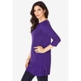 thumbnail image 3 of Roaman's Women's Plus Size Cotton Ultimate Boatneck Tunic With Side Slits, 3 of 6
