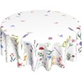 thumbnail image 1 of Floral Tablecloth Round 70 Inch Butterfly Leaf Wildflower Table Cloth Polyester Fabric Vintage Farmhouse Spring Summer Flowers Table Cover for Kitchen Holiday Party Dining Picnic Outdoor Decor, 1 of 6