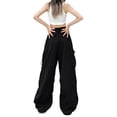 thumbnail image 4 of Inglocry Cargo Pants Women Quick Dry Parachute Hiking Pants with Pockets Elastic Waist Lightweight Water Resistant Joggers Black 2XL, 4 of 6