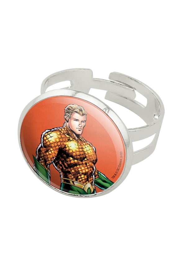Aquaman Character Silver Plated Adjustable Novelty Ring