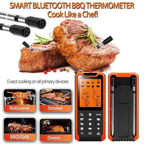 Smart Bluetooth Meat Thermometer - Long Range Wireless Food Thermometer, Digital Meat Thermometer with Dual Probes for BBQ Grill, Oven, Smoker, Air Fryer$$Home Decor, Kitchen, & Other