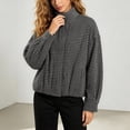 thumbnail image 2 of Women's Plaid Zip Front Jacket Collar Long Sleeve Lightweight Fall Coat, 2 of 9