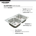 thumbnail image 5 of Houzer Glowtone 33 in Stainless Steel Topmount 4-hole 50/50 Double Bowl 9 in Deep Kitchen Sink - 3322-9BS4-1, 5 of 8