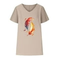 thumbnail image 4 of Molidfa feather print comfortable Yellow Pullover V-Neck Short Sleeve feather print T-Shirts, 4 of 4