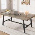 thumbnail image 1 of 71 Inch Farmhouse Dining Table Rectangular, Modern Wood Kitchen Table for 6 to 8 with Adjustable Feet, Seats Dining Living Room, Black/Brown/Grey/Wood, 1 of 10