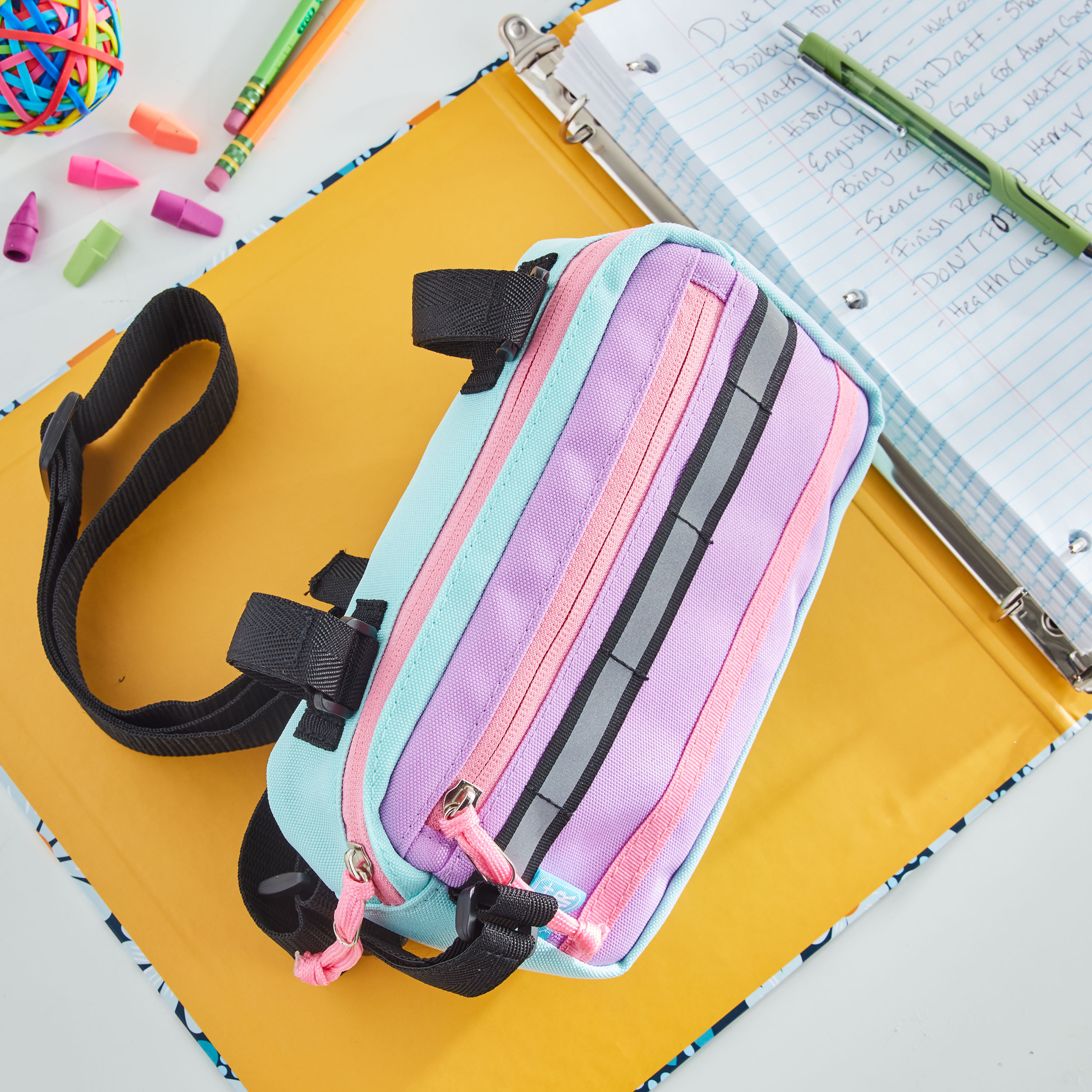 Estuche para lápices Pen+Gear, púrpura y verde, bolsa con cierre multiusos, para primaria, secundaria, preparatoria, universidad y profesionales 2