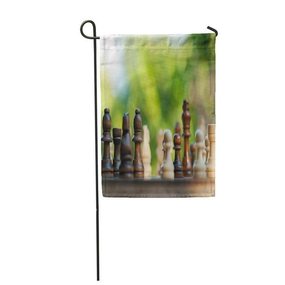 POGLIP Green Competition Chess Pieces on Table in The Park Game Garden Flag Decorative Flag House Banner 28x40 inch