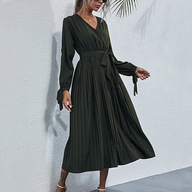 Vestido Largo, Vestido Hueco De Color Puro Algodón Para Ir De Compras
