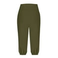 thumbnail image 6 of Olyvenn Capri Pants for Women High Waisted Drawstring Joggers Stretch Lightweight Casual Hiking Pant Capri with Pockets Army Green L, 6 of 6