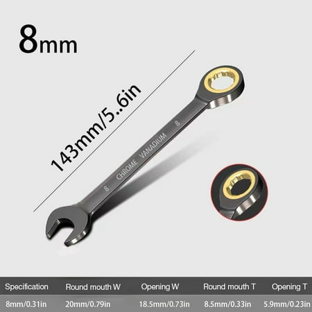 

1pc 6-22mm High Quality Universal Adjustable Wrench Open Ring Combination Wrench Chrome Vanadium Open Ring Combination Wrench Auto Repair Metric Hand Tools High Torque Wrench Tool 72 Teeth Imperial S