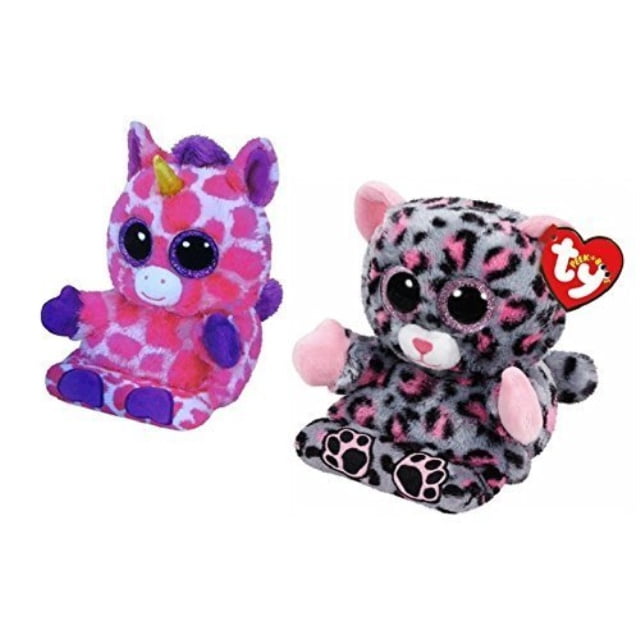 ty beanie - ty peek a boo phone holder screen cleaner uni unicorn and trixie leopard plush toys