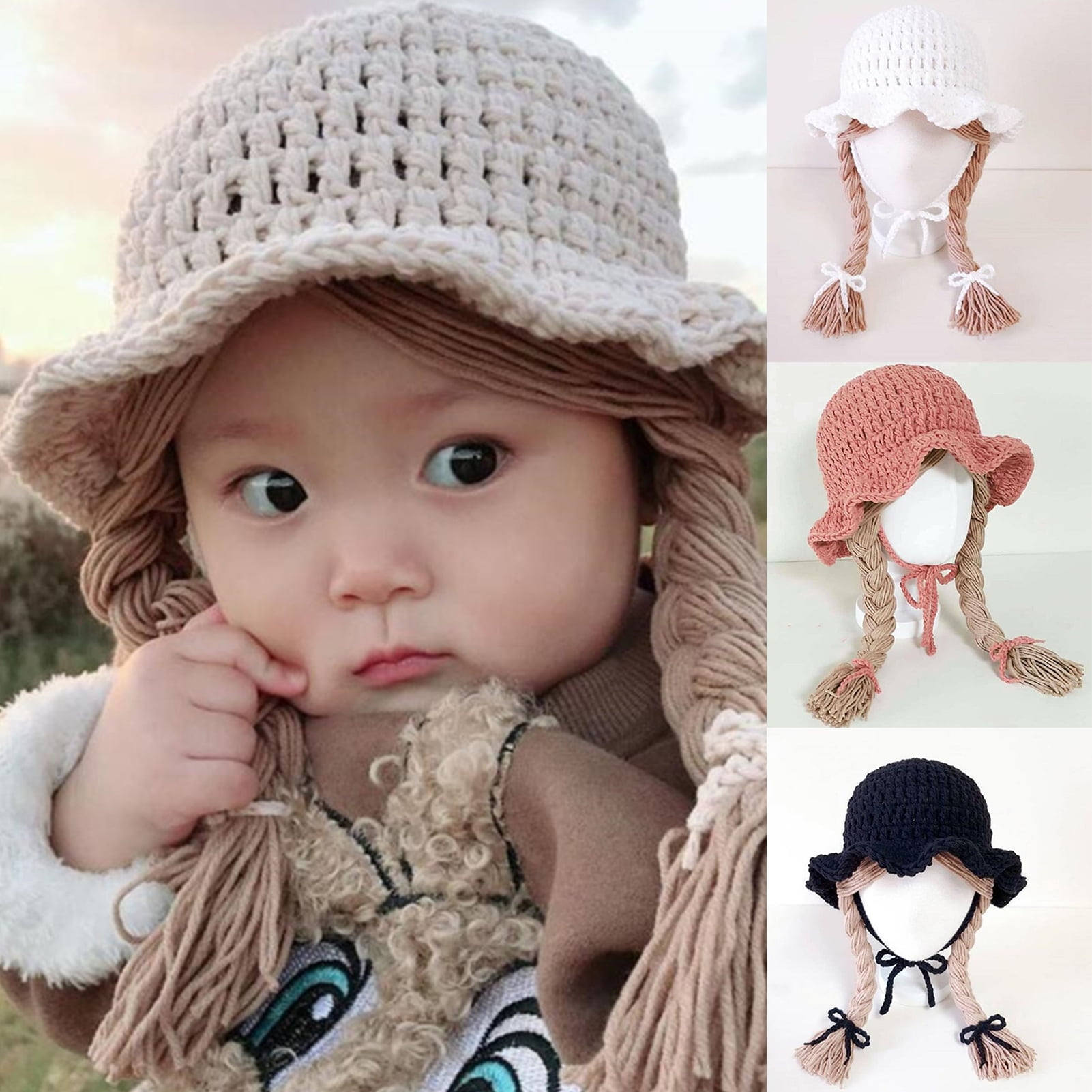 Winter Hats For Babies Toddler Floral Flower Bonnet Cute Knitted Head Skullies 
