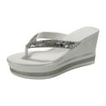 thumbnail image 4 of Platform Wedge Flip Flops for Women 2025 Rhinestones Sparkly Extra High Heels Slip on Slippers Thongs Sandals, 4 of 5