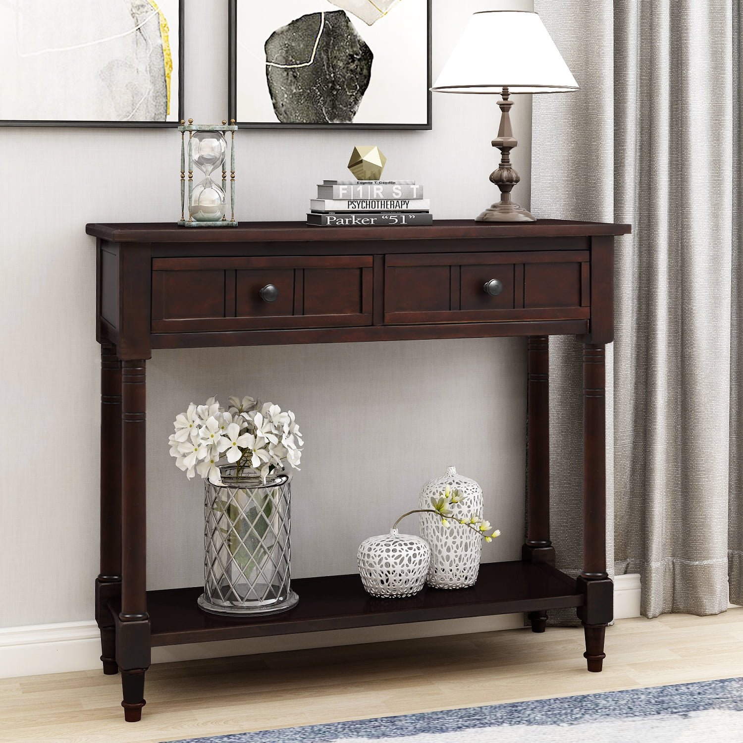 Details about   Entryway Antique Console Table Sideboard w/Drawers Shelf Living Room Furniture 