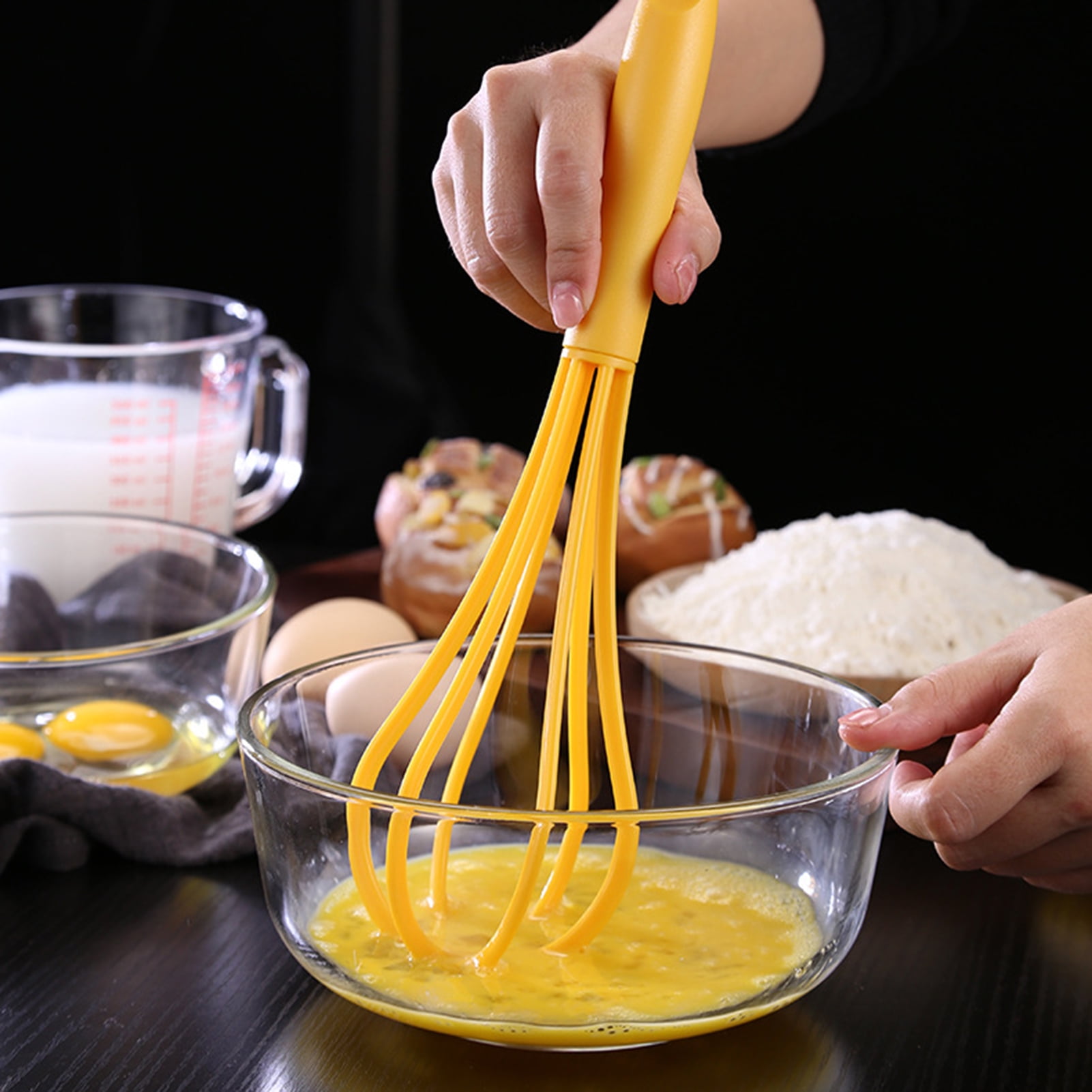 Kitchen Silicone Whisk,balloon Mini Wire Whisk, Stainless Steel & Silicone  Non-stick Coating Hand Egg Mixer, For Blending Whisking Beating Stirring Co