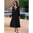 thumbnail image 2 of DARING DIVA Long Sleeve Flowy Pleated Midi Dress L Black, 2 of 6