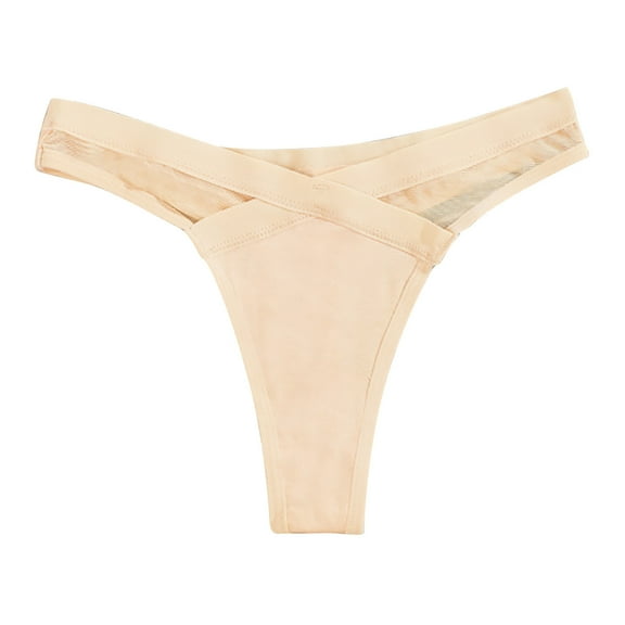 Bovxnpu Womens Underwear Plus Size Panties, Seamless Lace Thongs for Women, Women's Solid Color Low Waist Mesh Solid Color Transparent Underwear Thong L