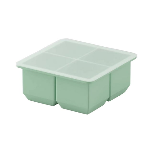 Bandeja grande para hielo para uso doméstico con tapa para el frigorífico (4 compartimentos)