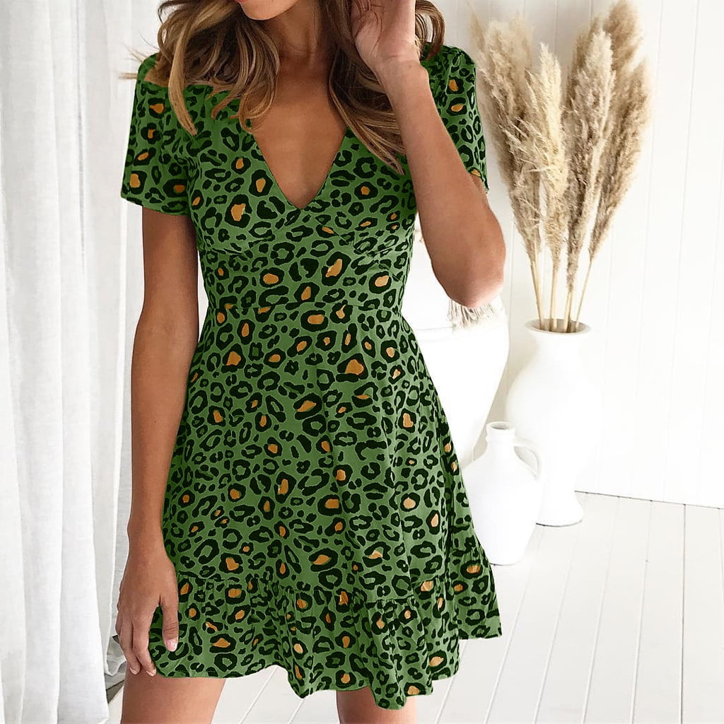 yellow and pink leopard print dress