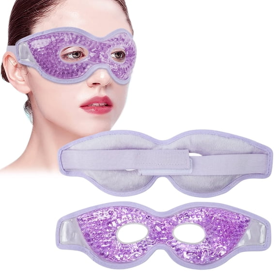 Cooling Eye Mask, Reusable Hot or Cold Therapy Gel Bead Eye Mask with Soft Plush Backing and Adjustable Strap for Puffy Eyes, Dry Eyes, Dark Circles, Headache (Blue)