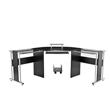Low Cost Merax Large Glass Computer Desk Office With Keyboard Where Can You Homcom 69 Modern L Shaped Symmetrical Glasstop Office Workstation Computer