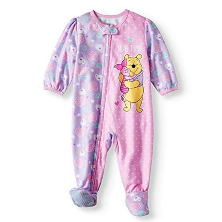 AME Winnie The Pooh Piglet Hug Time Microfleece Footed Blanket Sleeper (Baby Girls) (18m) Pink